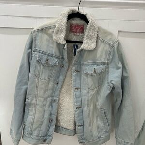 Light Blue Sherpa-Lined Denim Jacket NEW size medium